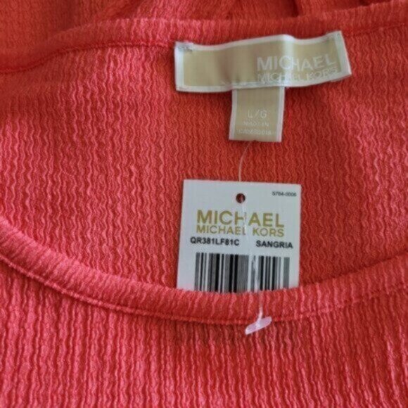 MICHAEL KORS Crinkle Crepe Ruffled Flutter sleeve Gauze  Dress  Sz Lrg NWT - Picture 3 of 12